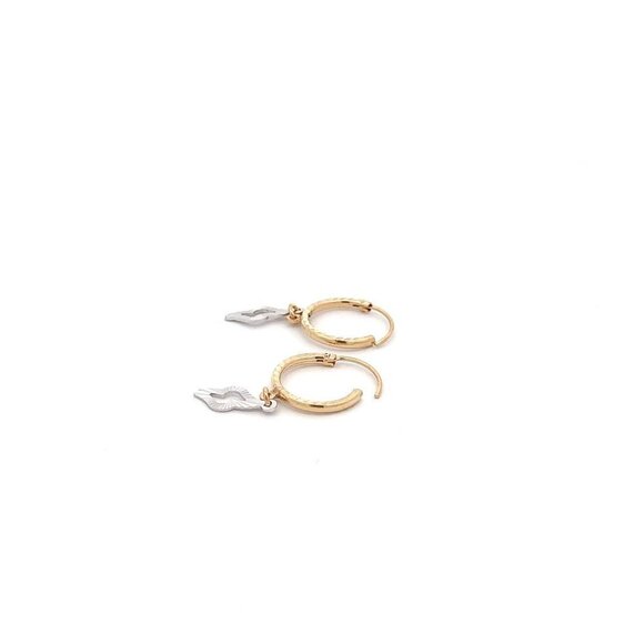 18K Gold Earrings Hoops Two Tone - Picture 8 of 9